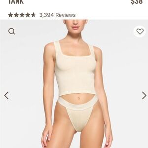 SKIMS NWT Bone Cotton Rib Sleeveless Scoop Neck Knit Tank Size Small